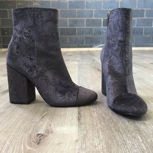 Marc Fisher velvet prana cap toe booties